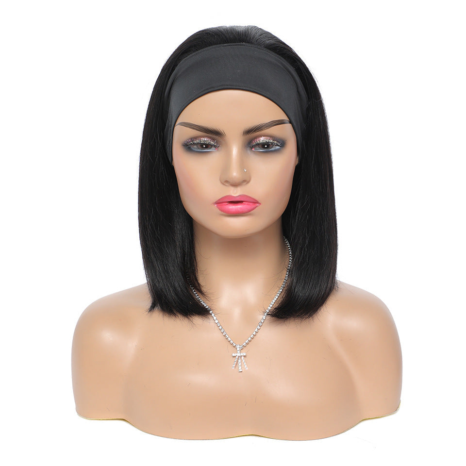 Headband Wig Human Hair Straight