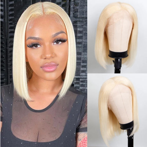 613 Blonde Bob Wig Short Straight Human Hair Wigs