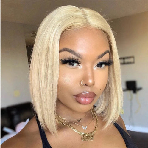 613 Blonde Bob Wig Short Straight Human Hair Wigs