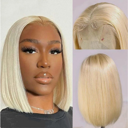 613 Blonde Bob Wig Short Straight Human Hair Wigs