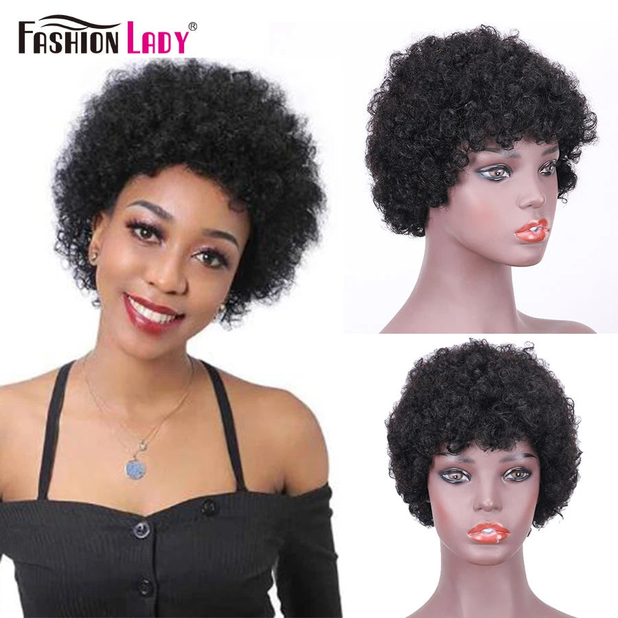 Short Human Hair Wigs Pixie Cut For Black Women Remy Curly Brazilian Summer Brown Wig Human Hair Glueless Full Machine Made Wigs