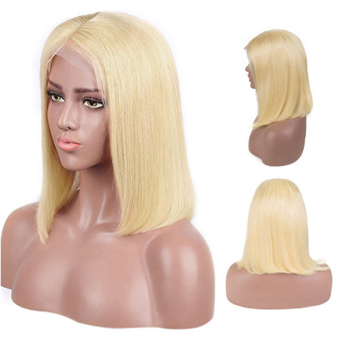 613 Blonde Bob Wig Short Straight Human Hair Wigs